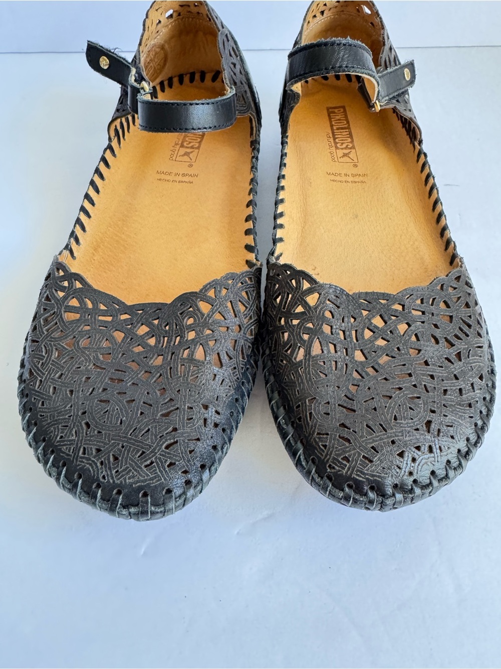 Pikolinos Puerto Vallarta Closed Toe Sandals Laser Cut Black Leather Shoes 39 - Picture 4 of 10
